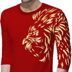 Graphic Print Men Round Neck Red T-Shirt