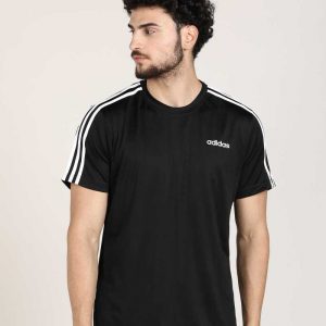 Sporty Men Round Neck Black T-Shirt