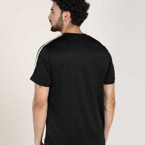 Sporty Men Round Neck Black T-Shirt