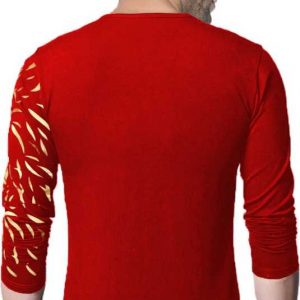 Graphic Print Men Round Neck Red T-Shirt